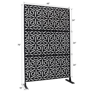 English Elm Outdoor Freestanding Metal Privacy Screen Laser Cut Panel for Patio Deck or Garden Black W465P193263