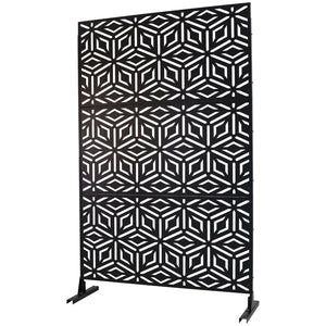 English Elm Outdoor Freestanding Metal Privacy Screen Laser Cut Panel for Patio Deck or Garden Black W465P193263