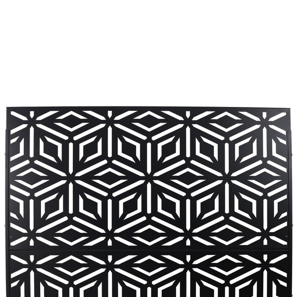 English Elm Outdoor Freestanding Metal Privacy Screen Laser Cut Panel for Patio Deck or Garden Black W465P193263