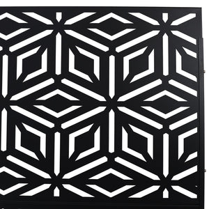 English Elm Outdoor Freestanding Metal Privacy Screen Laser Cut Panel for Patio Deck or Garden Black W465P193263