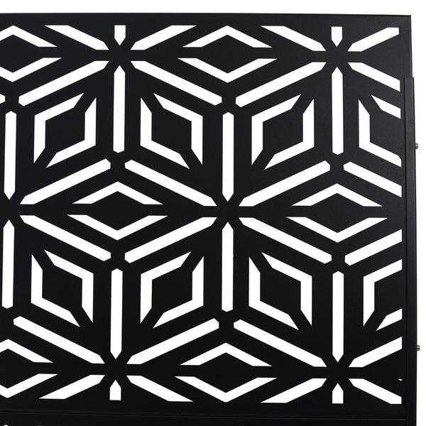 English Elm Outdoor Freestanding Metal Privacy Screen Laser Cut Panel for Patio Deck or Garden Black W465P193263