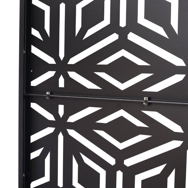 English Elm Outdoor Freestanding Metal Privacy Screen Laser Cut Panel for Patio Deck or Garden Black W465P193263