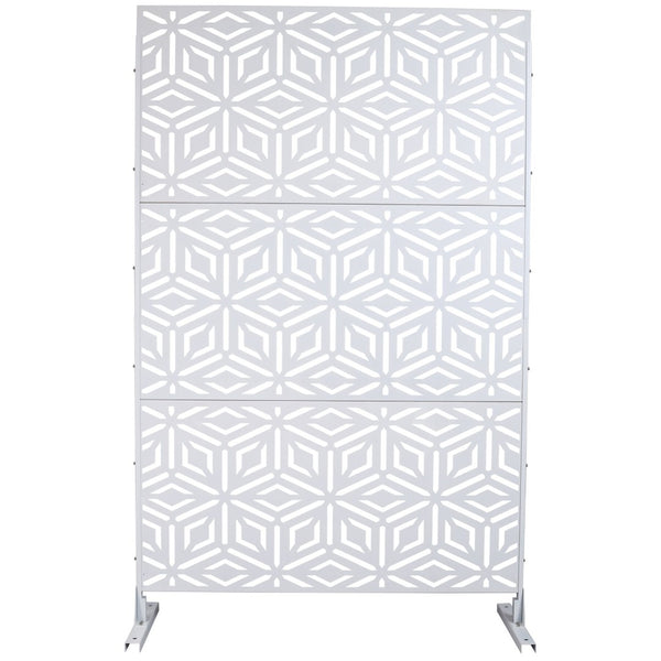 English Elm Outdoor Freestanding Metal Privacy Screen Geometric Lattice Panel for Deck Patio Garden White PS115 W465P193266