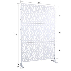 English Elm Outdoor Freestanding Metal Privacy Screen Geometric Lattice Panel for Deck Patio Garden White PS115 W465P193266