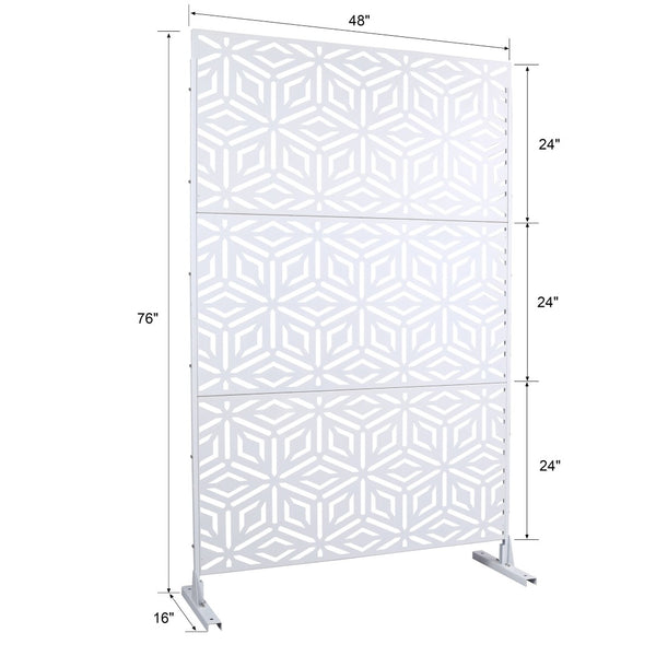 English Elm Outdoor Freestanding Metal Privacy Screen Geometric Lattice Panel for Deck Patio Garden White PS115 W465P193266