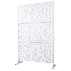 English Elm Outdoor Freestanding Metal Privacy Screen Geometric Lattice Panel for Deck Patio Garden White PS115 W465P193266
