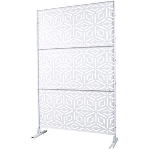 English Elm Outdoor Freestanding Metal Privacy Screen Geometric Lattice Panel for Deck Patio Garden White PS115 W465P193266