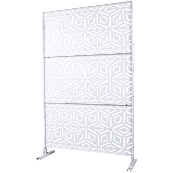 English Elm Outdoor Freestanding Metal Privacy Screen Geometric Lattice Panel for Deck Patio Garden White PS115 W465P193266