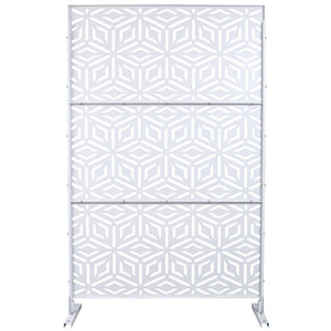 English Elm Outdoor Freestanding Metal Privacy Screen Geometric Lattice Panel for Deck Patio Garden White PS115 W465P193266