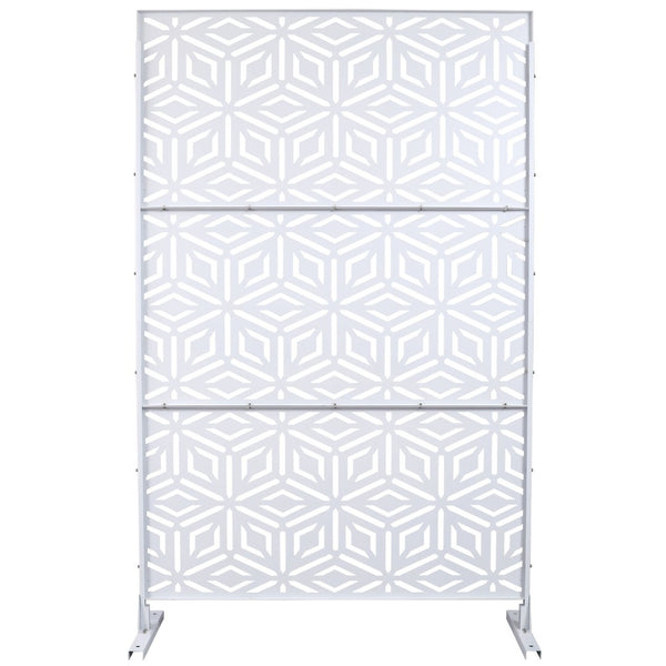 English Elm Outdoor Freestanding Metal Privacy Screen Geometric Lattice Panel for Deck Patio Garden White PS115 W465P193266