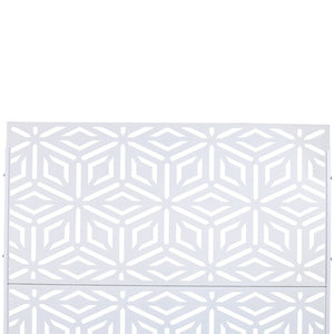 English Elm Outdoor Freestanding Metal Privacy Screen Geometric Lattice Panel for Deck Patio Garden White PS115 W465P193266