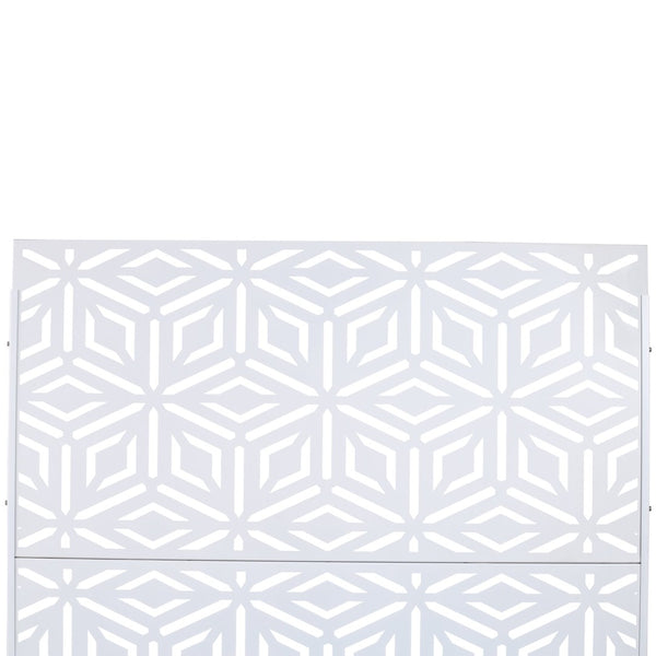 English Elm Outdoor Freestanding Metal Privacy Screen Geometric Lattice Panel for Deck Patio Garden White PS115 W465P193266