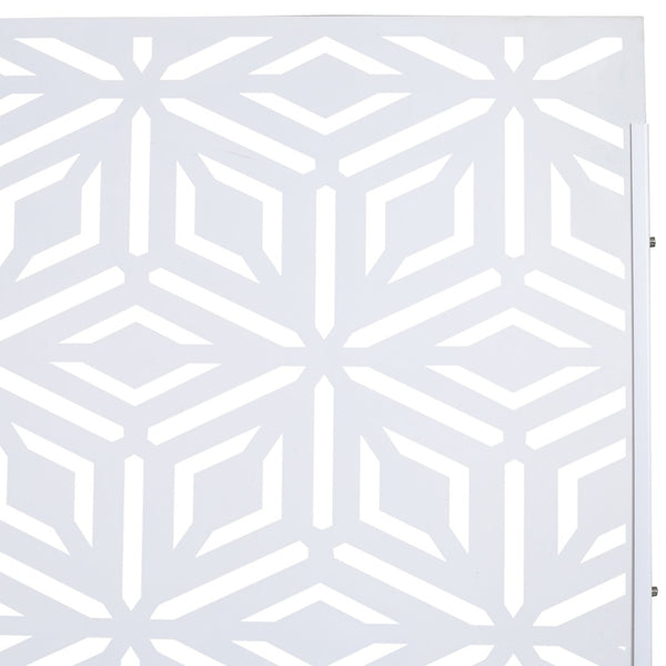 English Elm Outdoor Freestanding Metal Privacy Screen Geometric Lattice Panel for Deck Patio Garden White PS115 W465P193266
