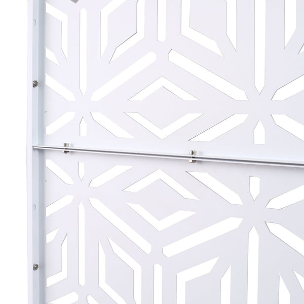 English Elm Outdoor Freestanding Metal Privacy Screen Geometric Lattice Panel for Deck Patio Garden White PS115 W465P193266