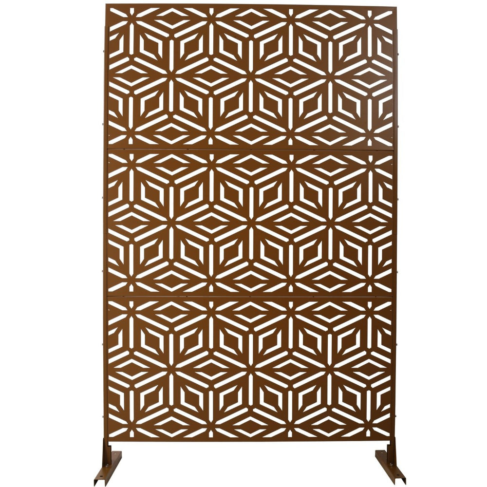 English Elm Outdoor Freestanding Metal Privacy Screen Laser Cut Panel for Patio Deck or Garden Brown W465P193267