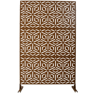 English Elm Outdoor Freestanding Metal Privacy Screen Laser Cut Panel for Patio Deck or Garden Brown W465P193267
