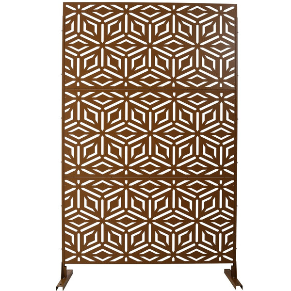 English Elm Outdoor Freestanding Metal Privacy Screen Laser Cut Panel for Patio Deck or Garden Brown W465P193267