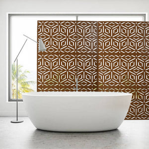 English Elm Outdoor Freestanding Metal Privacy Screen Laser Cut Panel for Patio Deck or Garden Brown W465P193267
