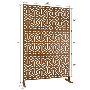 English Elm Outdoor Freestanding Metal Privacy Screen Laser Cut Panel for Patio Deck or Garden Brown W465P193267
