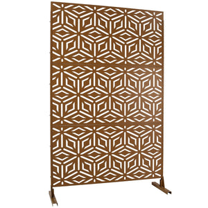 English Elm Outdoor Freestanding Metal Privacy Screen Laser Cut Panel for Patio Deck or Garden Brown W465P193267
