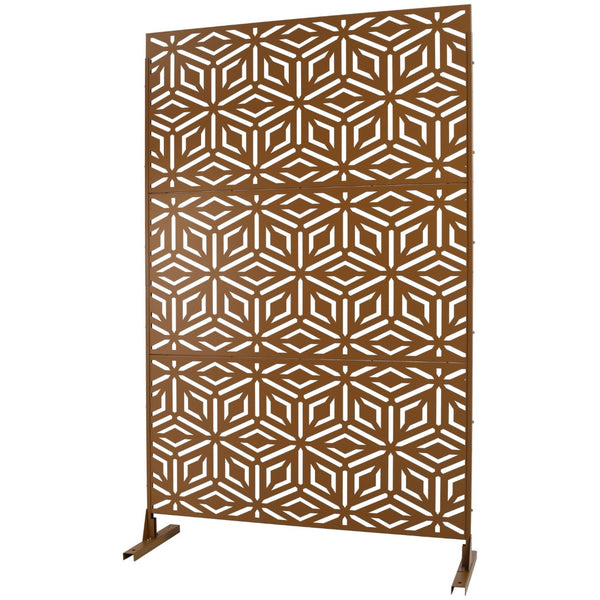 English Elm Outdoor Freestanding Metal Privacy Screen Laser Cut Panel for Patio Deck or Garden Brown W465P193267