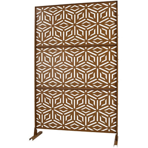 English Elm Outdoor Freestanding Metal Privacy Screen Laser Cut Panel for Patio Deck or Garden Brown W465P193267