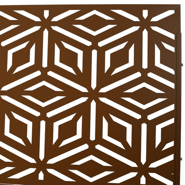 English Elm Outdoor Freestanding Metal Privacy Screen Laser Cut Panel for Patio Deck or Garden Brown W465P193267