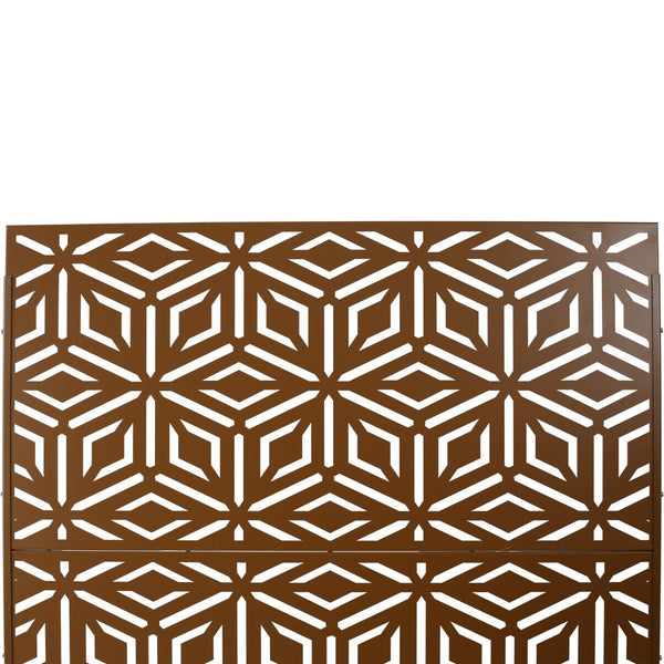 English Elm Outdoor Freestanding Metal Privacy Screen Laser Cut Panel for Patio Deck or Garden Brown W465P193267