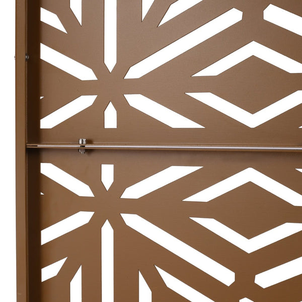English Elm Outdoor Freestanding Metal Privacy Screen Laser Cut Panel for Patio Deck or Garden Brown W465P193267