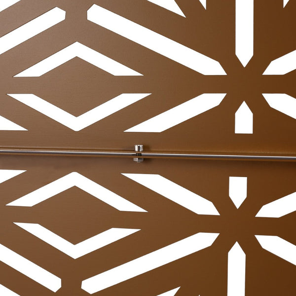 English Elm Outdoor Freestanding Metal Privacy Screen Laser Cut Panel for Patio Deck or Garden Brown W465P193267