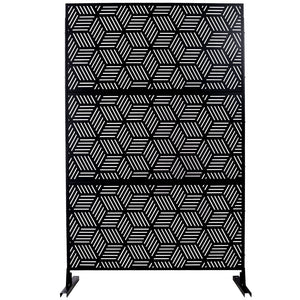 English Elm Outdoor Freestanding Metal Privacy Screen Lattice Panel for Patio Deck or Garden Black PS116 W465P193268