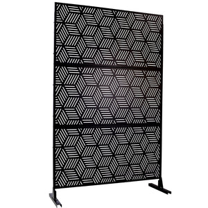 English Elm Outdoor Freestanding Metal Privacy Screen Lattice Panel for Patio Deck or Garden Black PS116 W465P193268