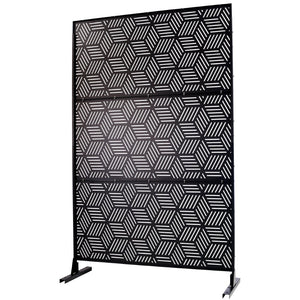 English Elm Outdoor Freestanding Metal Privacy Screen Lattice Panel for Patio Deck or Garden Black PS116 W465P193268