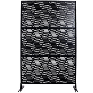 English Elm Outdoor Freestanding Metal Privacy Screen Lattice Panel for Patio Deck or Garden Black PS116 W465P193268