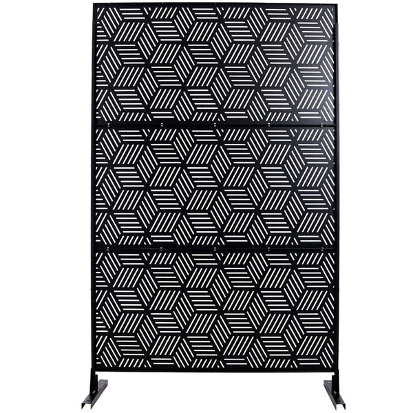 English Elm Outdoor Freestanding Metal Privacy Screen Lattice Panel for Patio Deck or Garden Black PS116 W465P193268