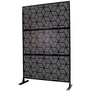English Elm Outdoor Freestanding Metal Privacy Screen Lattice Panel for Patio Deck or Garden Black PS116 W465P193268