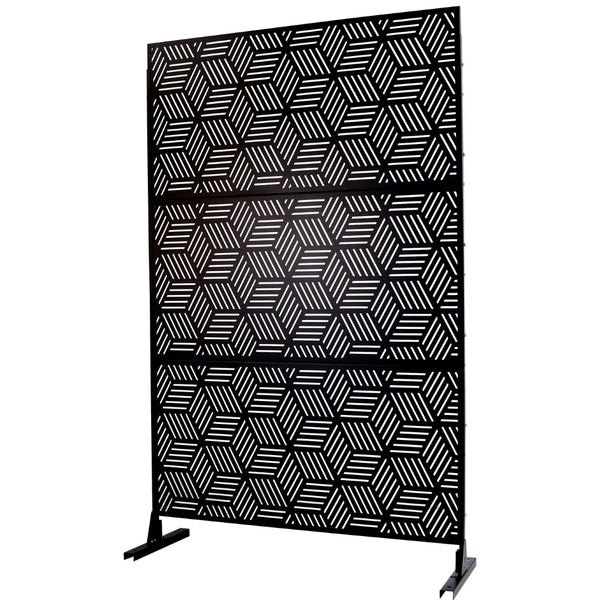 English Elm Outdoor Freestanding Metal Privacy Screen Lattice Panel for Patio Deck or Garden Black PS116 W465P193268
