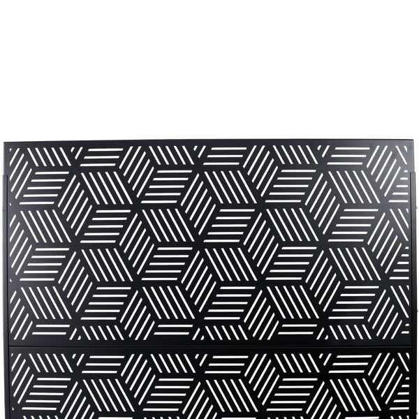 English Elm Outdoor Freestanding Metal Privacy Screen Lattice Panel for Patio Deck or Garden Black PS116 W465P193268