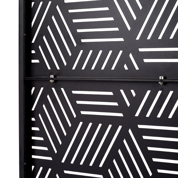 English Elm Outdoor Freestanding Metal Privacy Screen Lattice Panel for Patio Deck or Garden Black PS116 W465P193268
