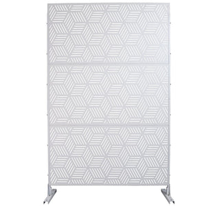 English Elm Outdoor Freestanding Metal Privacy Screen Lattice Panel for Patio Deck or Garden White PS116 W465P193269