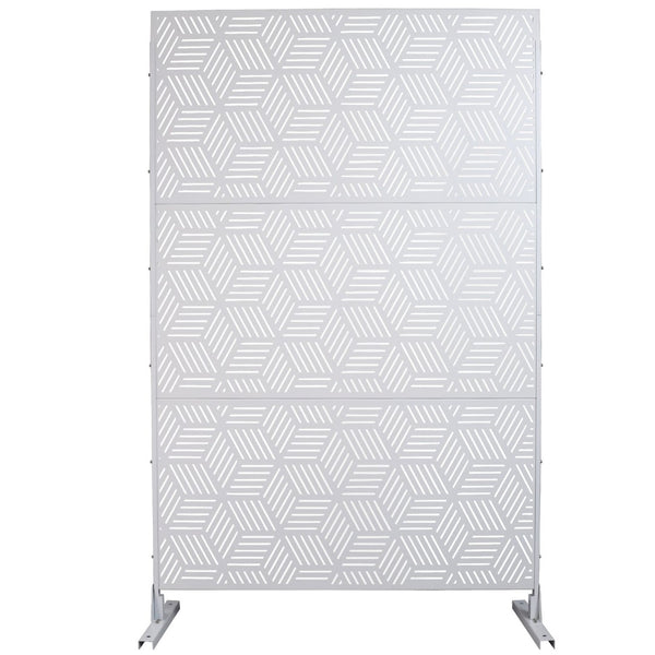 English Elm Outdoor Freestanding Metal Privacy Screen Lattice Panel for Patio Deck or Garden White PS116 W465P193269