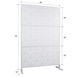 English Elm Outdoor Freestanding Metal Privacy Screen Lattice Panel for Patio Deck or Garden White PS116 W465P193269