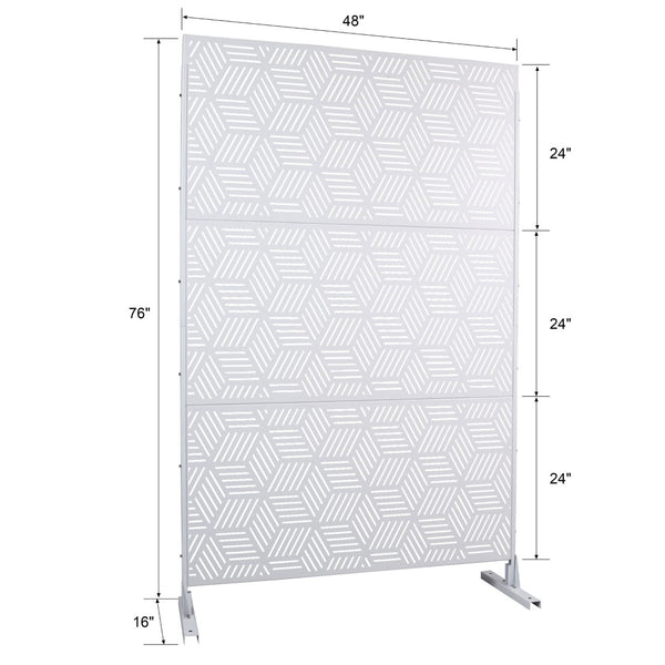 English Elm Outdoor Freestanding Metal Privacy Screen Lattice Panel for Patio Deck or Garden White PS116 W465P193269