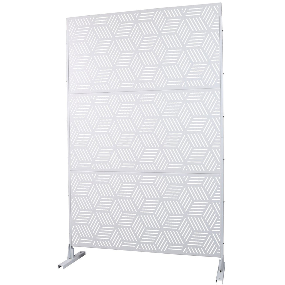 English Elm Outdoor Freestanding Metal Privacy Screen Lattice Panel for Patio Deck or Garden White PS116 W465P193269