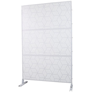 English Elm Outdoor Freestanding Metal Privacy Screen Lattice Panel for Patio Deck or Garden White PS116 W465P193269