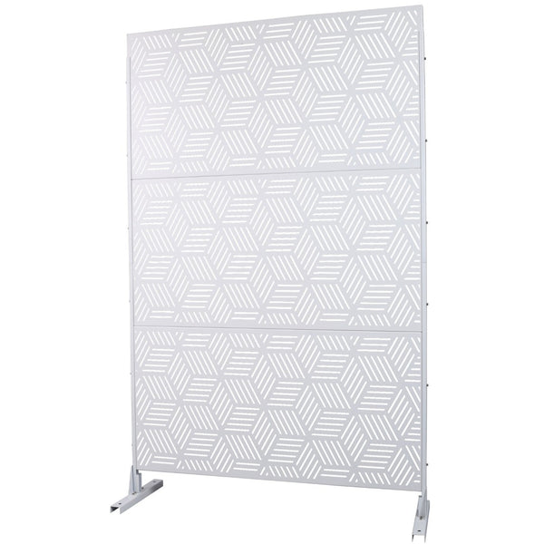 English Elm Outdoor Freestanding Metal Privacy Screen Lattice Panel for Patio Deck or Garden White PS116 W465P193269