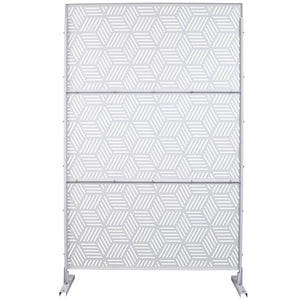 English Elm Outdoor Freestanding Metal Privacy Screen Lattice Panel for Patio Deck or Garden White PS116 W465P193269