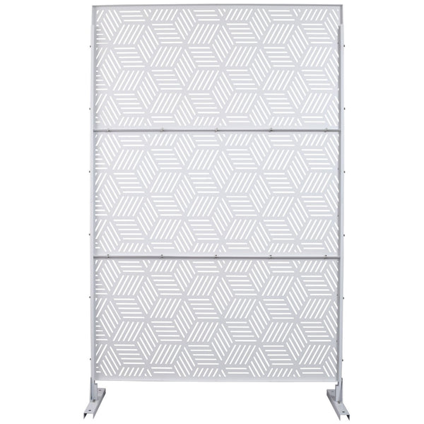 English Elm Outdoor Freestanding Metal Privacy Screen Lattice Panel for Patio Deck or Garden White PS116 W465P193269