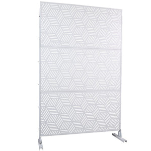 English Elm Outdoor Freestanding Metal Privacy Screen Lattice Panel for Patio Deck or Garden White PS116 W465P193269