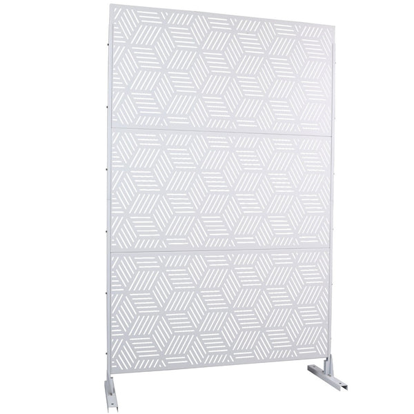 English Elm Outdoor Freestanding Metal Privacy Screen Lattice Panel for Patio Deck or Garden White PS116 W465P193269